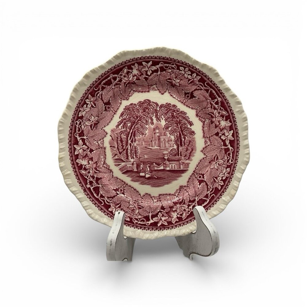 Mason Pink Vista Pink/Red Transferware VTG 9" Salad/Luncheon Plate Collectible